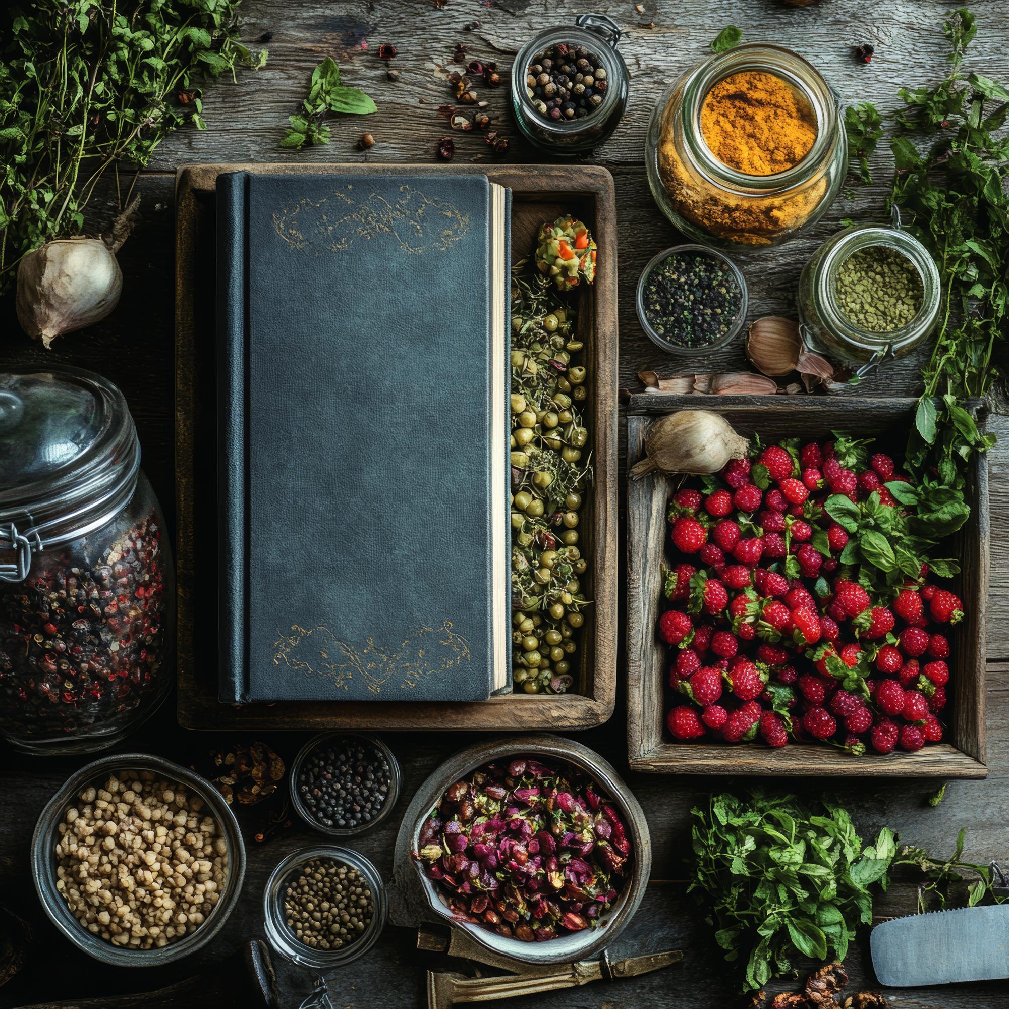 Subscription box with curated ingredients and menu card